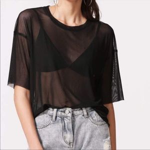 Silence + Noise urban outfitters black mesh shirt